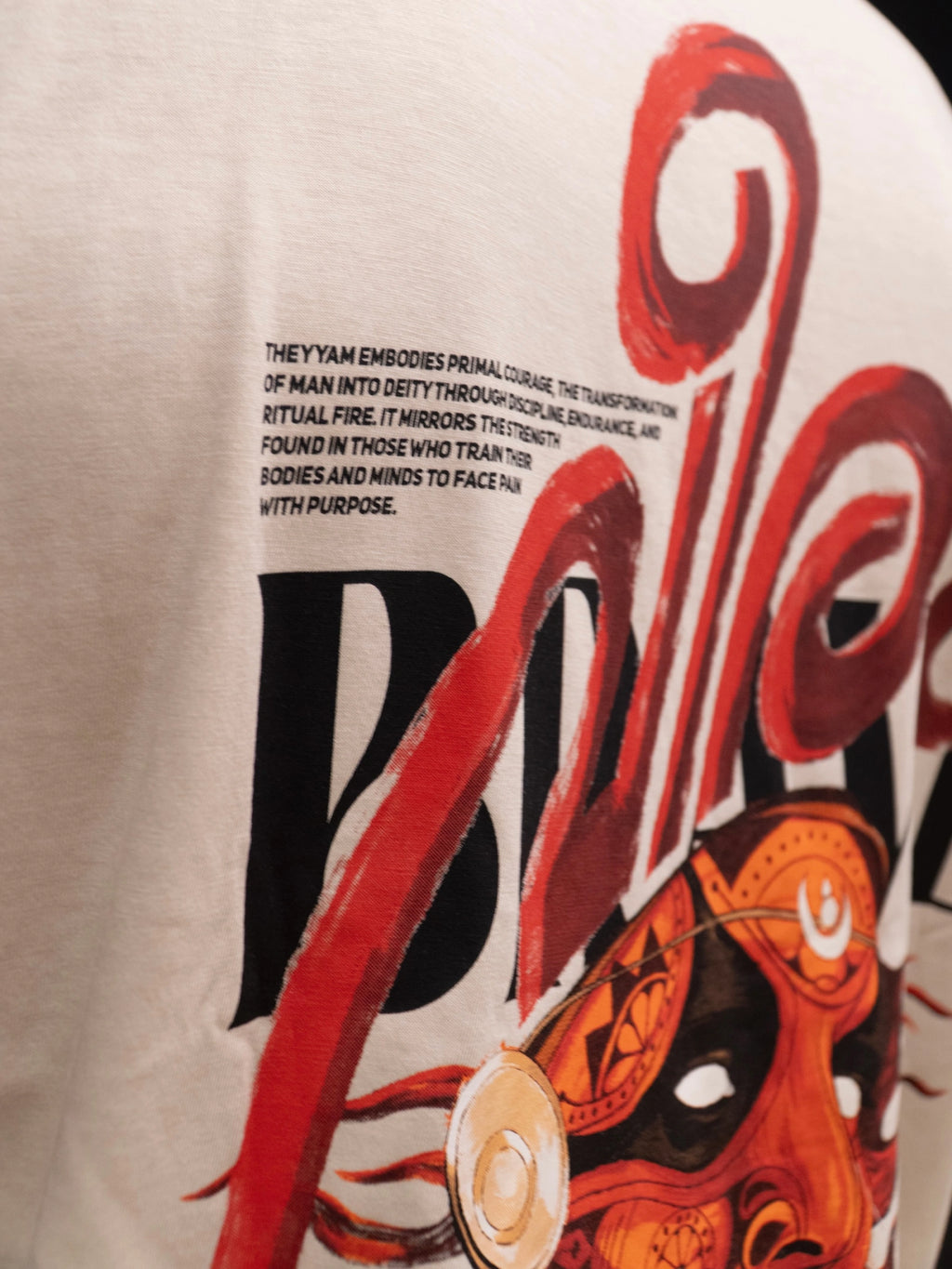 Theyyam Forge Oversized Tee - Beige