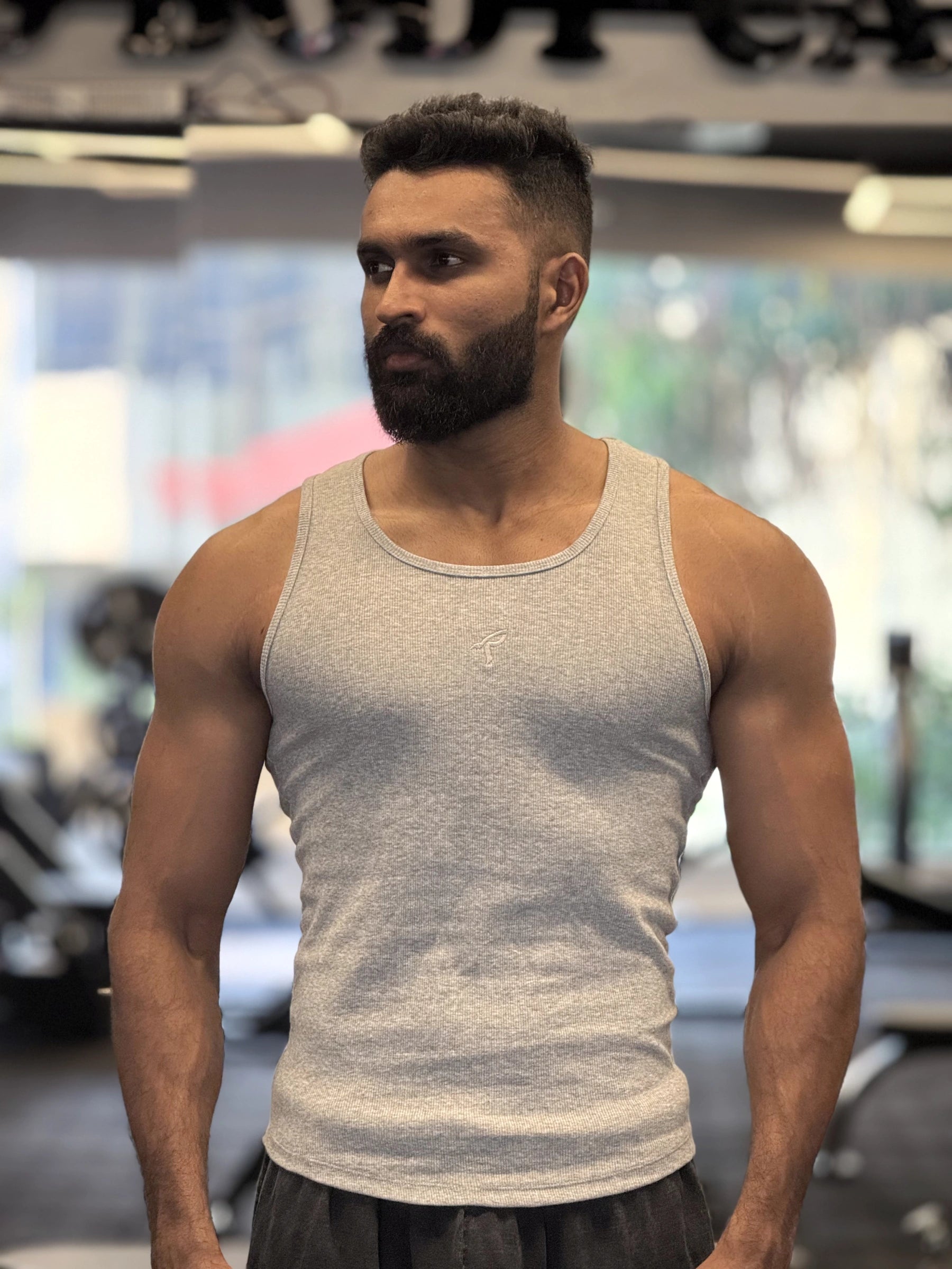 Essential Ribbed Vest - Grey