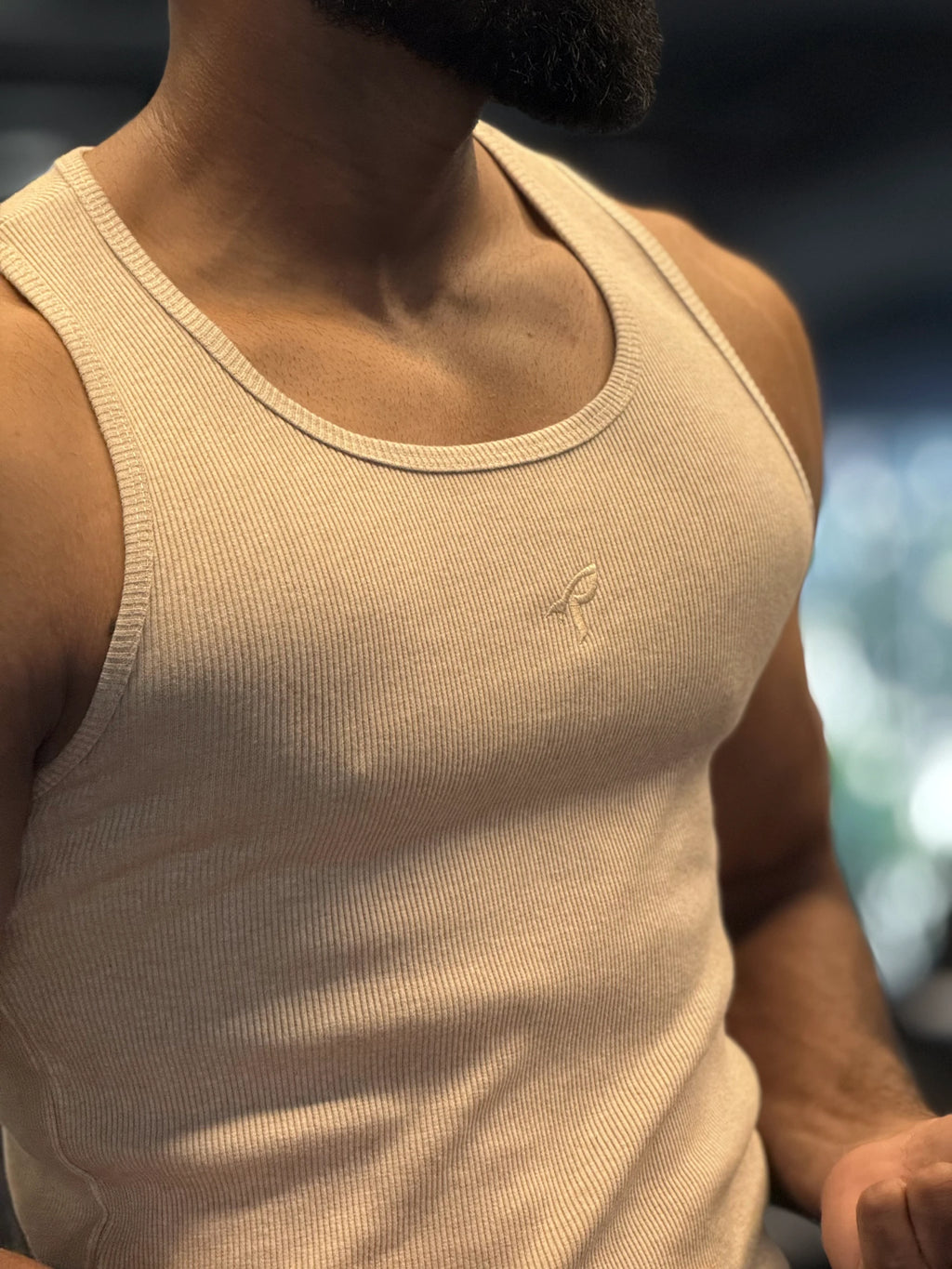 Essential Ribbed Vest - Beige