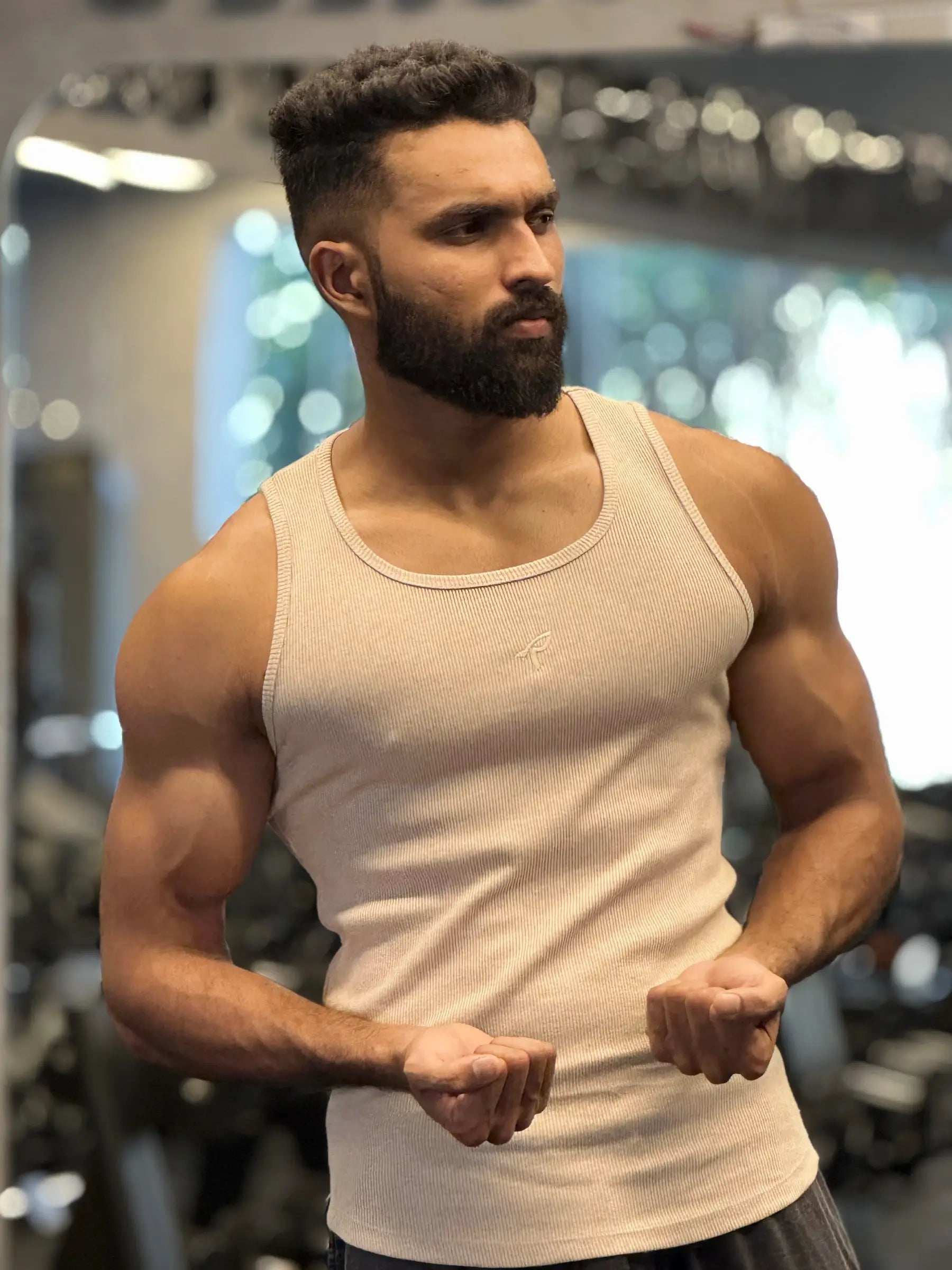 Essential Ribbed Vest - Beige
