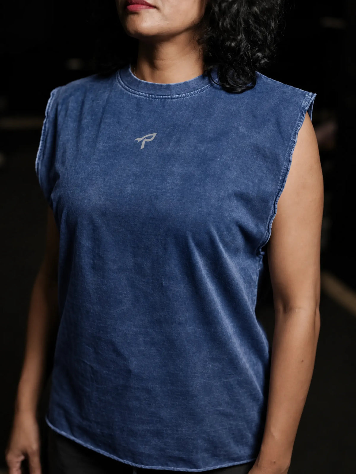 The Unyielding Oversized Tank - Washed Blue